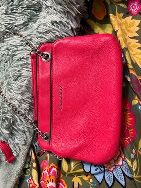 Vince Camuto Hot Pink Pebbled Leather Chain Crossbody